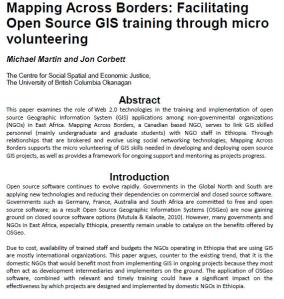 Click on the image to read "Mapping Across Borders: Facilitating Open Source GIS training through micro volunteering"